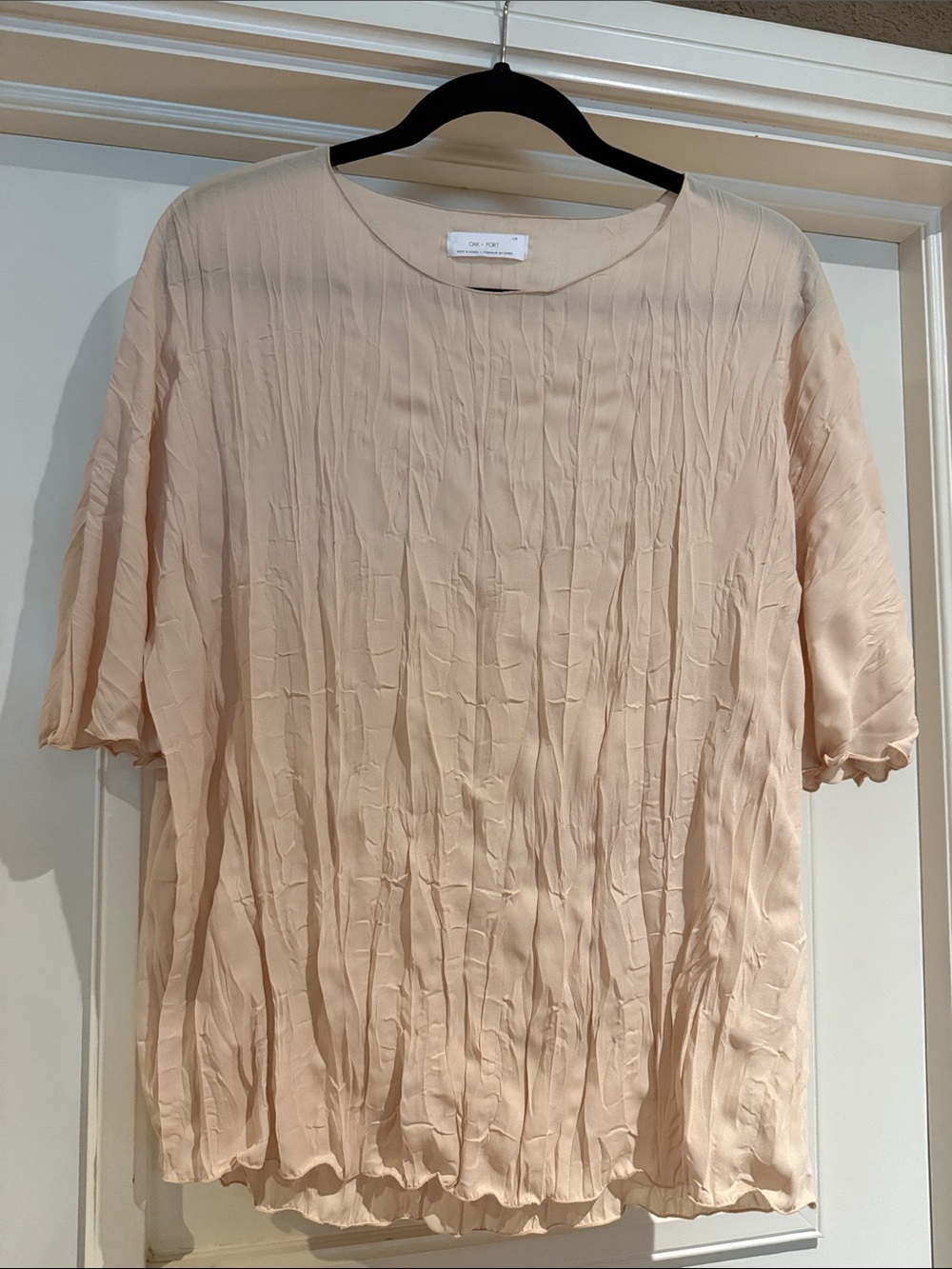 Oak + Fort short sleeve textured blouse